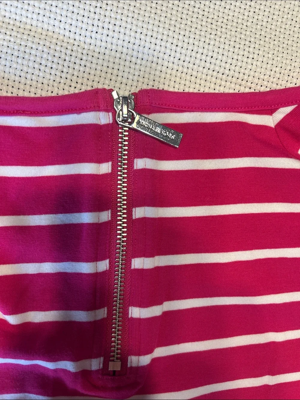 Michael Kors Pink and White Striped Short Sleeve Tee